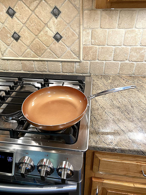 Euro-Home Gorgeous 11" Ceramic Copper Coated Fry Pan, Multicolor