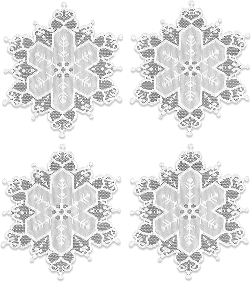 Heritage Lace Snowflake Doily, 9" Round, White, 4 Count