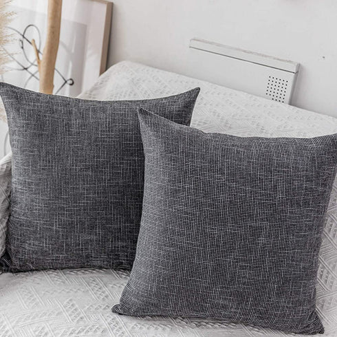 Kevin Textile Pillow Covers Decorative Throw Pillow Covers Linen Square Cushion Case 26" x 26"/66cm x 66cm Dark Grey Farmhouse Pillowcase, 2 Pack