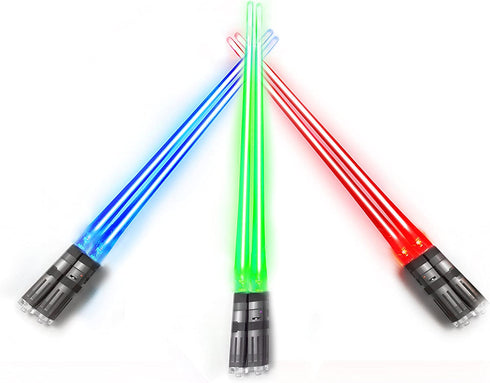 Chop Sabers Light Up LightSaber Chopsticks (3 Pairs, Red, Blue, Green)