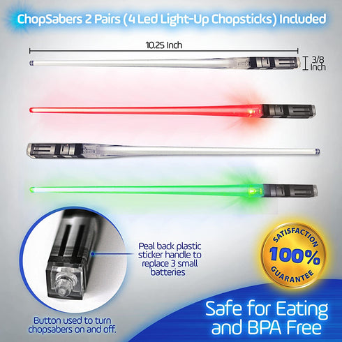 Chop Sabers Light Up LightSaber Chopsticks (3 Pairs, Red, Blue, Green)
