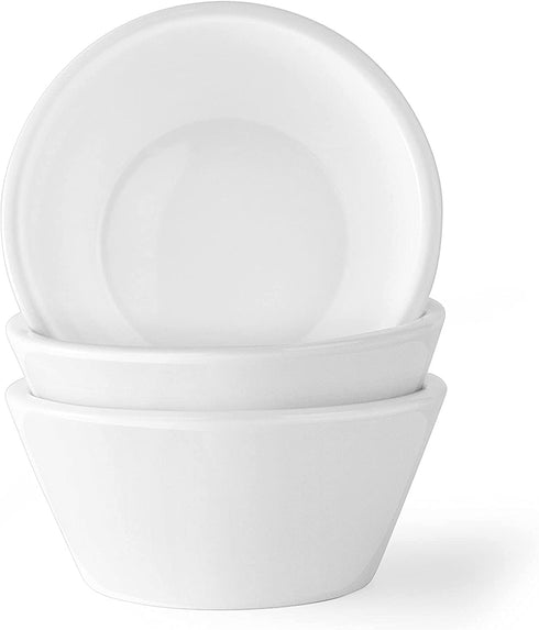 Wareland 10 Ounce Thick Edge Salsa Bowls Set of 3, Extra Sturdy Small Bowls for Side Dishes, 4.75 inch Bright White Ceramic Dipping Bowls for Charcuterie, Dishwasher Microwave Oven Safe Bowls