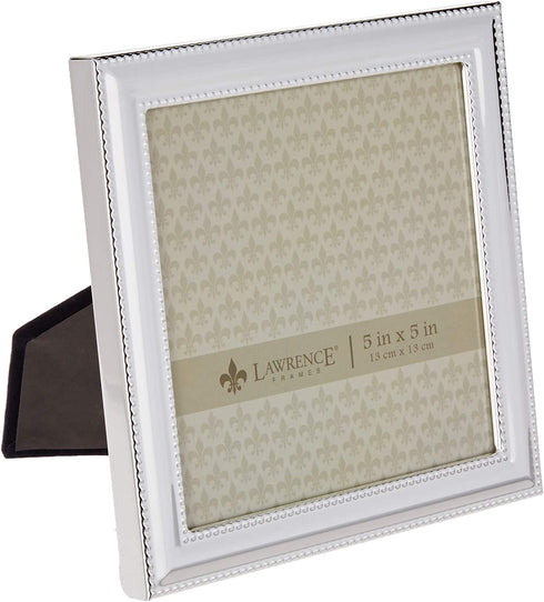 Lawrence Frames Metal Picture Frame Silver-Plate with Delicate Beading, 5 by 5-Inch