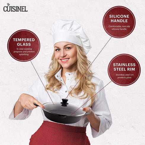 Glass Lid - 12"-inch/30.48-cm/308mm - Compatible with Lodge - Fully Assembled Tempered Replacement Cover - Oven Safe for Skillet Pots Pans: Universal for all Cookware: Cast Iron, Stainless, Non-Stick