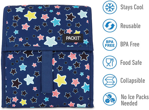PackIt Freezable Lunch Bag with Zip Closure, Bright Stars
