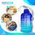 AQUAFIT Half Gallon Water Bottle with Straw Half Gallon Water Jug Motivational Water Bottle 64 Ounce Large Water Bottle Big Water Bottle 1/2 Gallon Water Jug Big Water Jug Dark Blue -Light Blue Fade