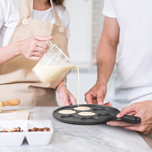 COMMERCIAL CHEF Cast Iron Pancake Pan, Silver Dollar Pancake Griddle, Easy to Clean & Heats Evenly, Makes 7 Mini Silver Dollar Pancakes