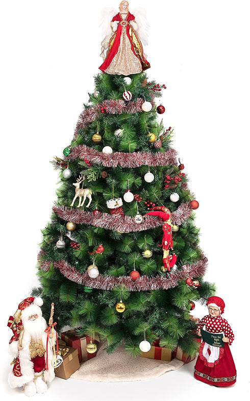iPEGTOP 19.7 Ft Christmas Tinsel Garlands, Metallic Streamers Xmas Tree Decor Wedding Birthday New Years Eve Xmas Party Hanging Ornaments Decorations Party Supplies, Red