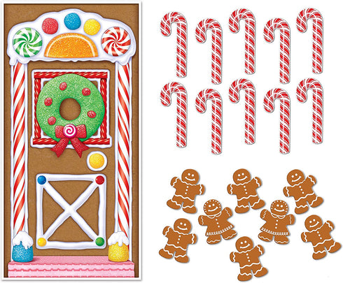 Gingerbread And Candy Cane Christmas Holiday Decorations Door Banner Cutouts