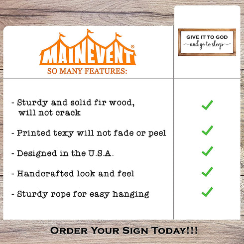 Give it to God and Go to Sleep Sign 8x17 Inch, Give it to God Signs, Rustic Bedroom Wall Decor For Couples, Framed Religious Wall Decor, Go To Sleep And Give It To God Farmhouse Bedroom Decor Sign