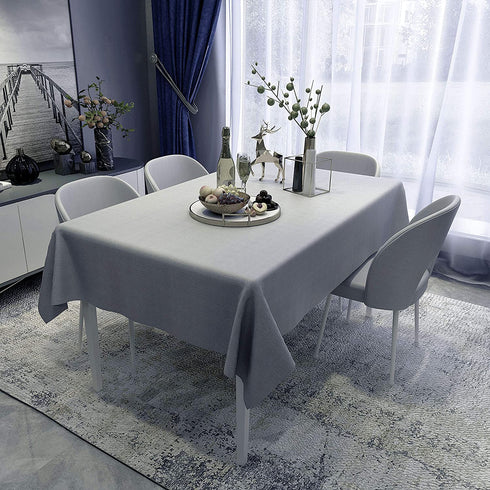Obstal Vinyl Tablecloth for Picnic Camping Outdoor, 100% Waterproof Oil-Proof Spill-Proof PVC Table Cloth, Wipeable Thick Rectangle Tablecloth Cover (60 x 84 inch, Light Grey)