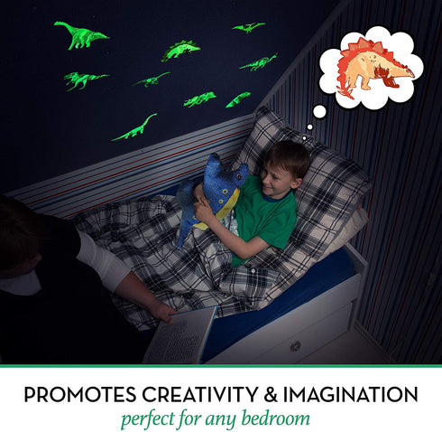 Dinosaur Wall Decals for Kids Room Glow in The Dark Stickers, Large Removable Vinyl Decor for Bedroom, Living Room, Classroom - Wall Cool Light Art Gift for Girls Boys Toddlers (Dino)