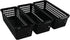Begale Small Plastic Storage Baskets, Black, 11.6"L x 5"W x 3.4"H, Set of 6