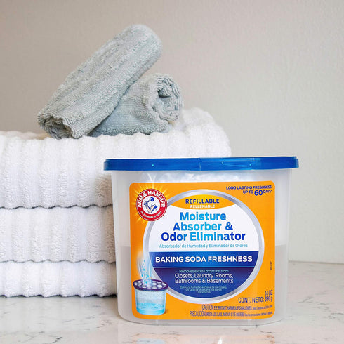 Arm & Hammer Fragrance Free Refillable Moisture Absorber and Odor Eliminator 14 oz. Tub, 3 Ct