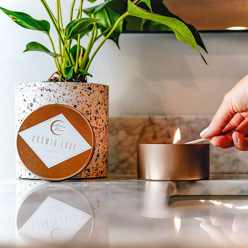 Auric Moon | Rosewater + Wildflowers Scented Luxury Soy Coconut Candle for Women | Slow 35+ Hour Burn | Love & Elevate Your Space | 5.5 Oz Metal Tin with Lid | Hand-Poured in California