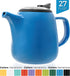 Tealyra - Daze Ceramic Teapot in Blue - 27-ounce (2-3 cups) - Small Stylish Ceramic Teapot with Stainless Steel Lid and Extra-Fine Infuser To Brew Loose Leaf Tea