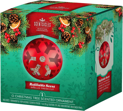 Scentsicles Decorative Christmas Ornament for Christmas Tree Air Freshener with Natural Holiday Scented Paper (O Christmas Tree Holiday Fragrance)