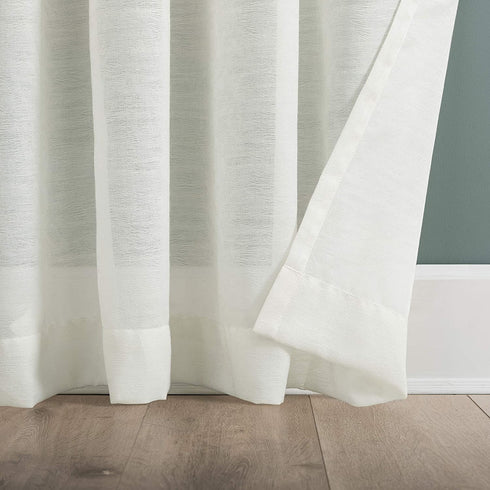 Clean Window Subtle Foliage Recycled Fiber Sheer Curtain Panel, 50" x 84", Cream