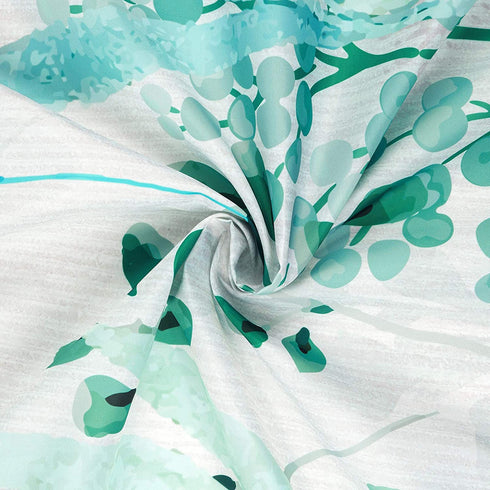 Likiyol Watercolor Floral Shower Curtain, Blue and Green Shower Curtain Teal and White Shower Curtains, Rustic Spring Shower Curtain with 12 Hooks, Waterproof Fabric Shower Curtains for Bathroom
