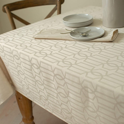 Benson Mills Orelle SPILLPROOF Jacquard Tablecloth, 60 in x 120 in, Cream