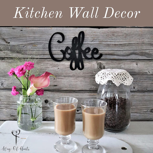 Way Of Hearts - Metal Coffee Signs For Coffee Bar Sign - Black 9.45" X 6.9" Kitchen Wall Decor - Includes Gift Box & Screws - Coffee Station Decoration