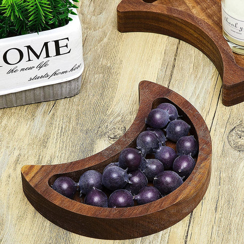 2 Pieces Moon Tray Crystal Holder for Stones Crescent Moon Tray Crystal Display Tray Decorative Wooden Moon Tray Wooden Crystal Organizer Walnut for Jewelry Essential Oil Crystal and Stone