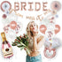 VIDAL CRAFTS Rose Gold Bridal Shower Decorations, Bachelorette Party Decor, Balloon Garland, Paper Fans, BRIDE Foil Balloon, Miss to Mrs, But First Mimosas Banners, Ring, Champagne Foil Balloons
