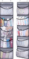 KEETDY Over The Door Organizer Storage for Closet with 5 Pockets Organizer for Bedroom Bathroom, 2 Pack?Grey?