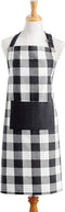 Elrene Home Fashions Farmhouse Living Buffalo Check Apron with Pocket, 28" x 33", Black/White