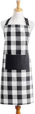 Elrene Home Fashions Farmhouse Living Buffalo Check Apron with Pocket, 28" x 33", Black/White
