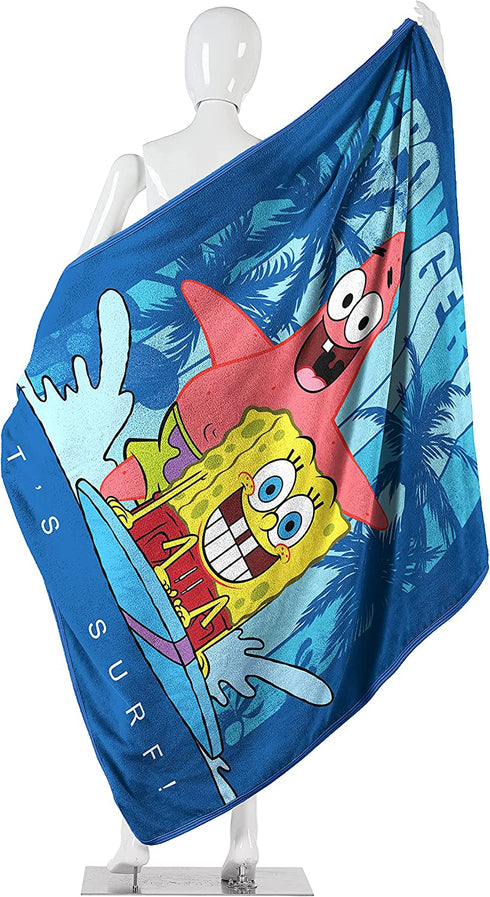 Spongebob Squarepants Lets Surf Throw Plush Blanket, 46" x 60"