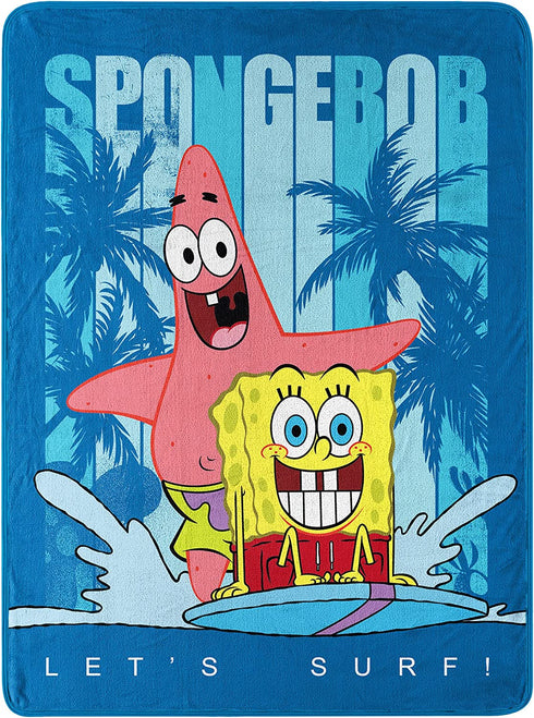 Spongebob Squarepants Lets Surf Throw Plush Blanket, 46" x 60"
