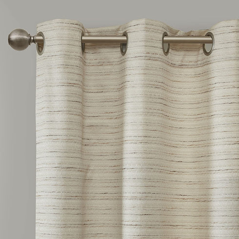Comfort Spaces Grasscloth Blackout Window Curtain Pair / 2 Pieces Panels Grommet Top Energy Efficient Saving Drapes for Living Room Bedroom and Dorm, 40" W x 95" L, Ivory