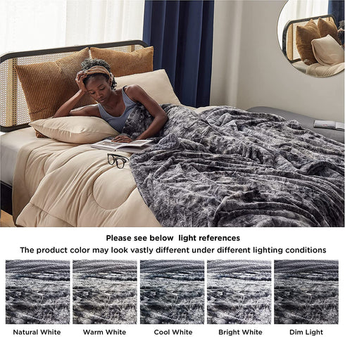 Bedsure Faux Fur Throw Blanket for Couch - Dark Grey Fuzzy Plush Fluffy Soft Sherpa Fleece Blankets and Throws for Sofa and Bed, 50x60 inches