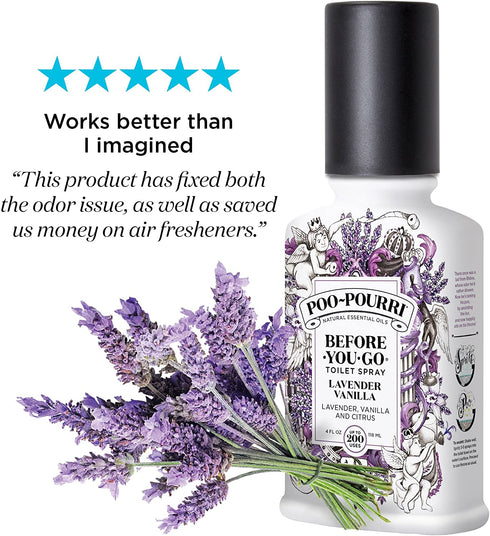 Poo-Pourri Lavender Vanilla Scent Before-You-Go Toilet Spray 4 oz Bottle, 4 Fl Oz, 4 Fl Oz