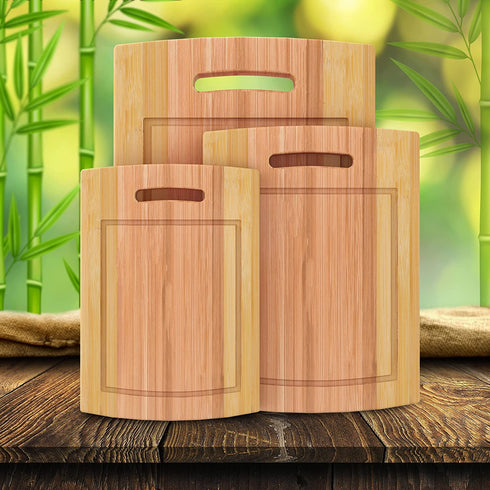 Utopia Kitchen 3 Piece Bamboo Cutting Boards with Juice Grooves - BPA Free - Eco-friendly - Natural Organic Bamboo Chopping Boards for Vegetables, Meat and Cheese