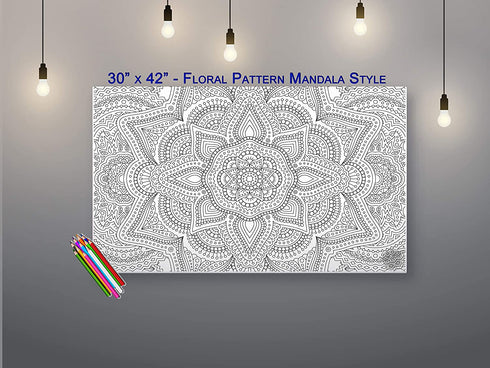 Giant Coloring Poster for Kids and Adults - Great for Care Facilities, Schools, Group and Family Activities (Floral Mandala, 30"x42")
