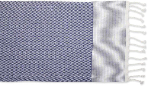 DII Bordered Dobby Woven Table Runner, 15 x 108, French Blue, 1 Piece