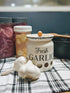 MillGar Ceramic Garlic Keeper for Counter - 4.5? x 3.5? Farmhouse & Vented Garlic Storage Container To Keep Garlic Cloves Fresher, Longer - Garlic Holder w/Bamboo Wood Lid - Dishwasher Safe