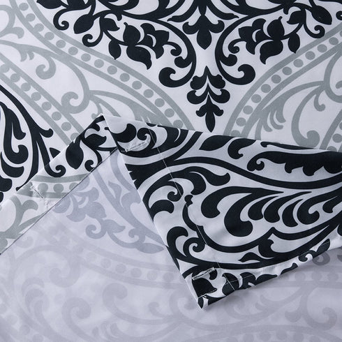 Comfort Spaces Coco Bathroom Shower Curtain Printed Damask Pattern Modern Cute Microfiber Fabric Bath Curtains, 72"x72", Black (CS70-0682)