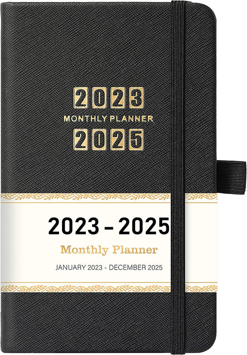 2023-2025 Pocket Planner - Monthly Pocket Planner (36-Month) with 60 Notes Pages, Jan. 2023 - Dec. 2025, 6.2" x 4", 3 Year Monthly Planner with Contacts, Holidays and Pen Holder, Back Pocket - Black