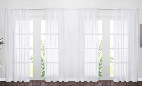 NICETOWN 4 Pieces Sheer White Curtains 84 - Window Treatment Rod Pocket Tulle Voile Drape/Panel Sets for Patio Door (4 Panels, W60 x L84)