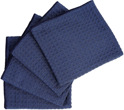 Homaxy Premium Microfiber Waffle Weave Kitchen Towels, 16 x 28 Inch Ultra Absorbent and Solid Color Dish Towels, 4 Pack, Navy Blue