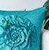 The White Petals Teal Throw Pillow Cover (3D Flower, 18x18 inch, Pack of 1)