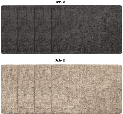 Myir JUN Placemats Dual Sided, Faux Leather Place Mats Set of 4 Indoor Placemats for Dining Table Outdoor Placemats Manteles Individuales Square Non-Slip Washable Table mats (Gray Beige, Square)