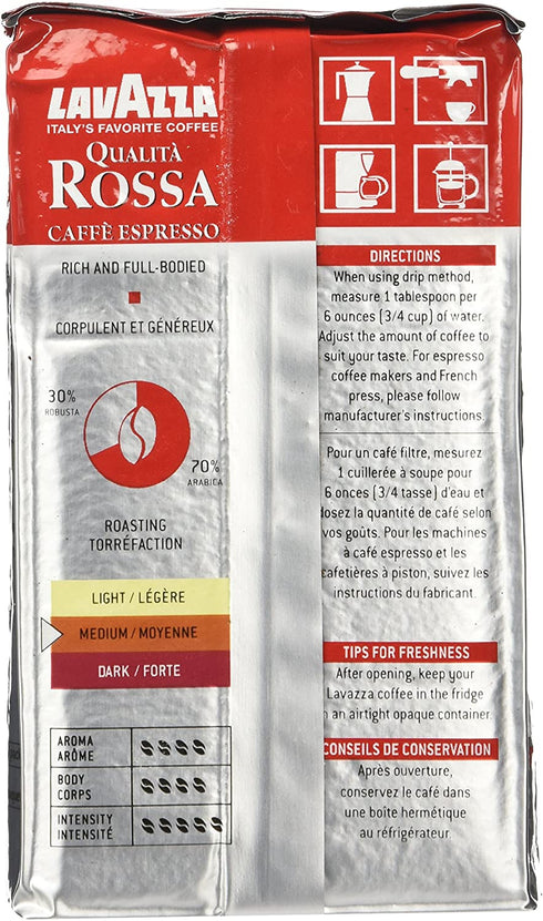 Lavazza Qualita Rossa, 8.8 oz Brick, Ground (Pack of 3)