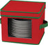 Household Essentials 534RED Holiday China Dinnerware Storage for Salad Plates or Bowls | Removable Lid | Red Canvas with Green Trim