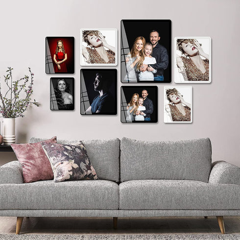 8x8 Picture Frame Black, Real Glass Frame, Hanging Picture Frame, Matted for wall and tabletop Decor (8x8, Black)