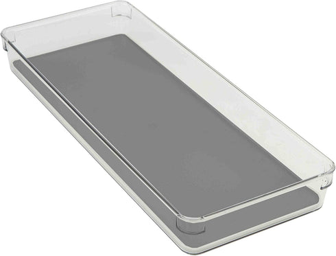 Home Basics 6" x 15" x 2" Plastic Rubber Liner Drawer Organizer, One Size, Clear