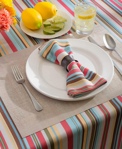 DII Summer Stripe Outdoor Tabletop Collection, Stain Resistant & Waterproof, 60x84 w/Zipper, Stripe